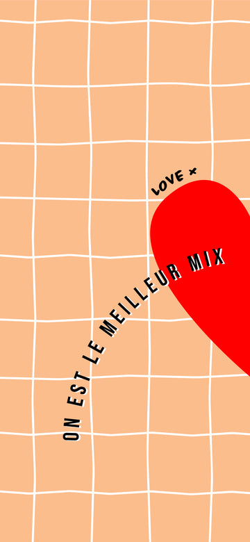 fond d'écran gratuit à télécharger graphisme cool Love coeur rouge à partager moitié gauche Saint Valentin par Allmemberz, fond carreaux couleur pêche