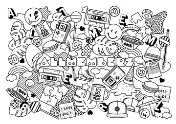 coloriage doodle gratuit pour enfants et adultes à télécharger, sushi kawaii esthétique cartoon, jeux vidéo, streetwear, cool kids