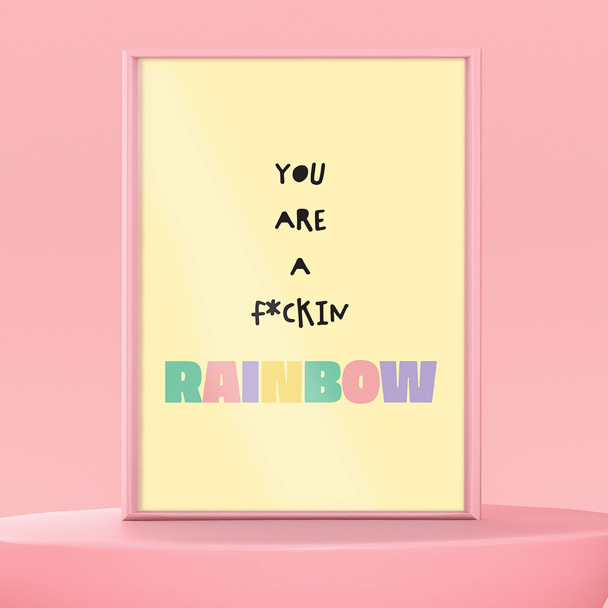 affiche format A3 couleurs pastel message positif rainbow arc-en-ciel