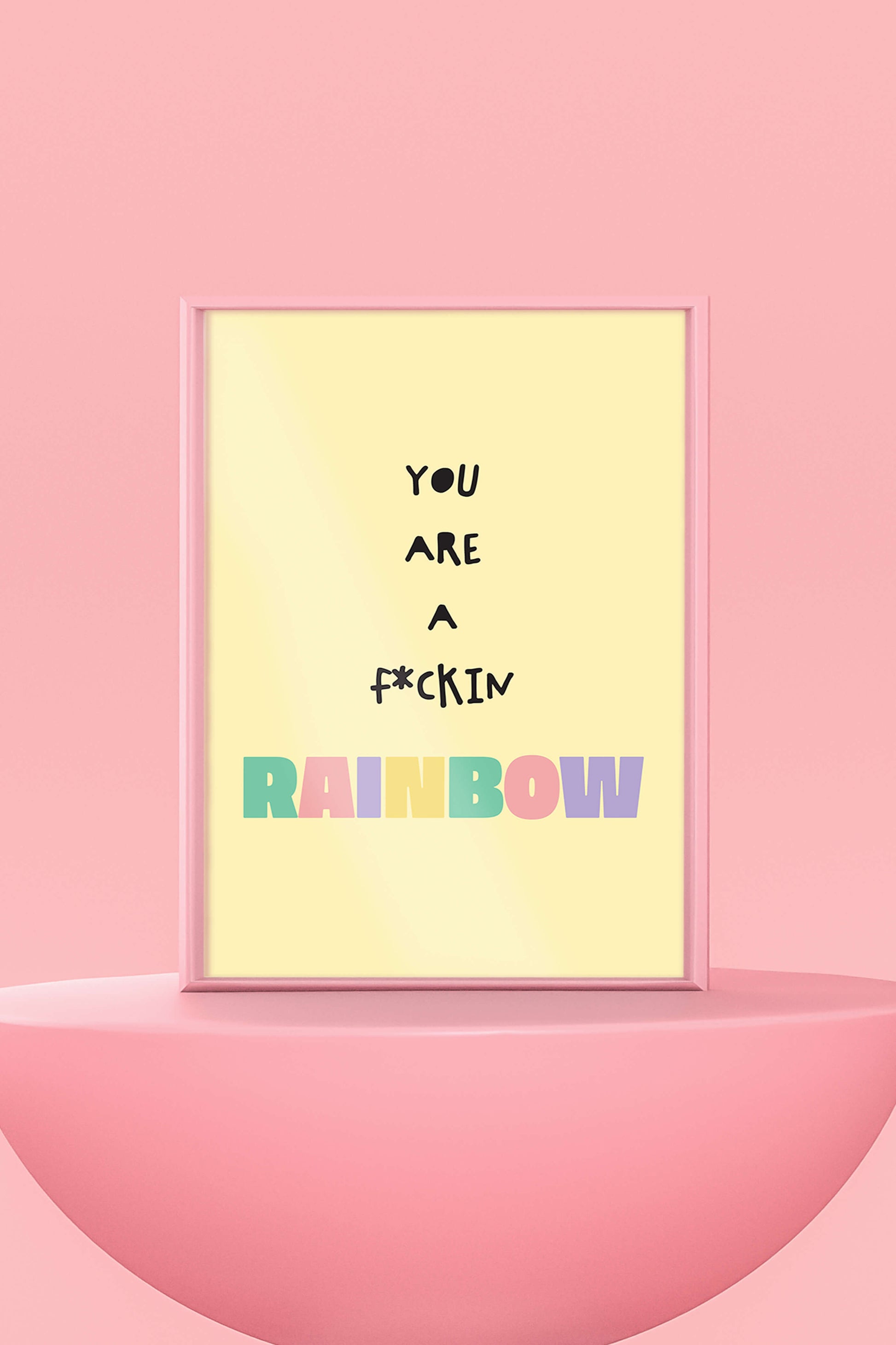 affiche format A3 couleurs pastel message positif rainbow arc-en-ciel