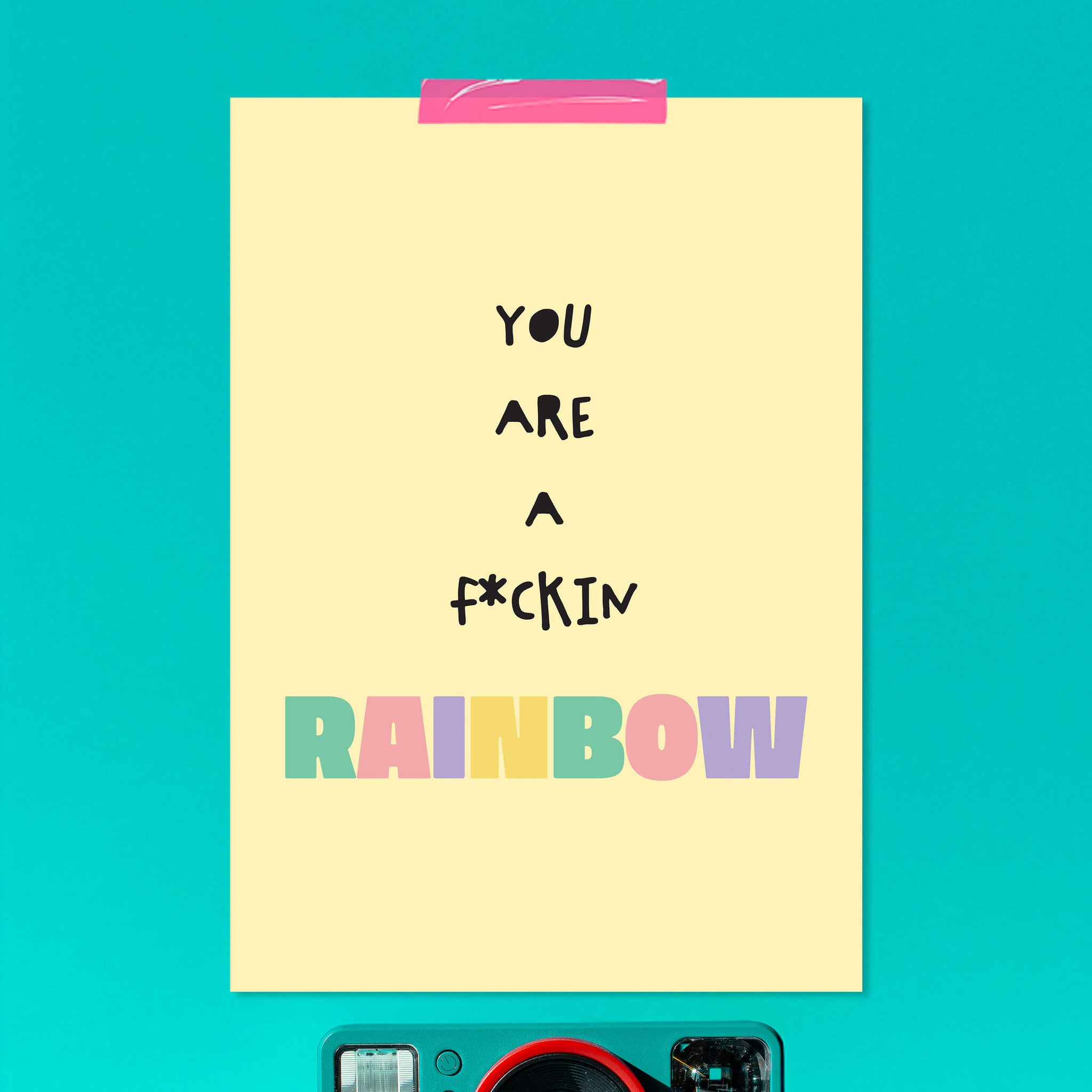 affiche format A4 couleurs pastel message positif rainbow arc-en-ciel