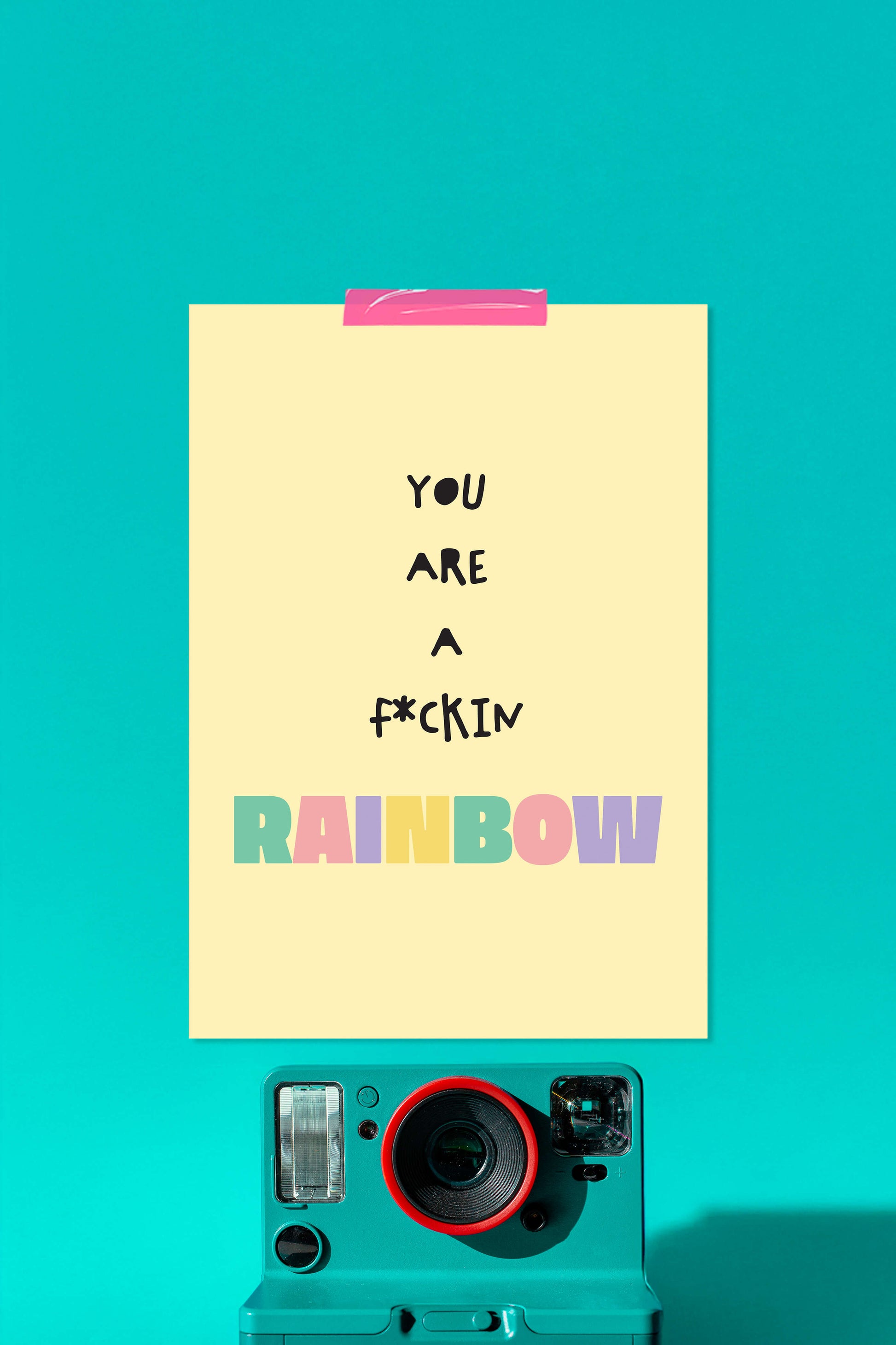 affiche format A4 couleurs pastel message positif rainbow arc-en-ciel