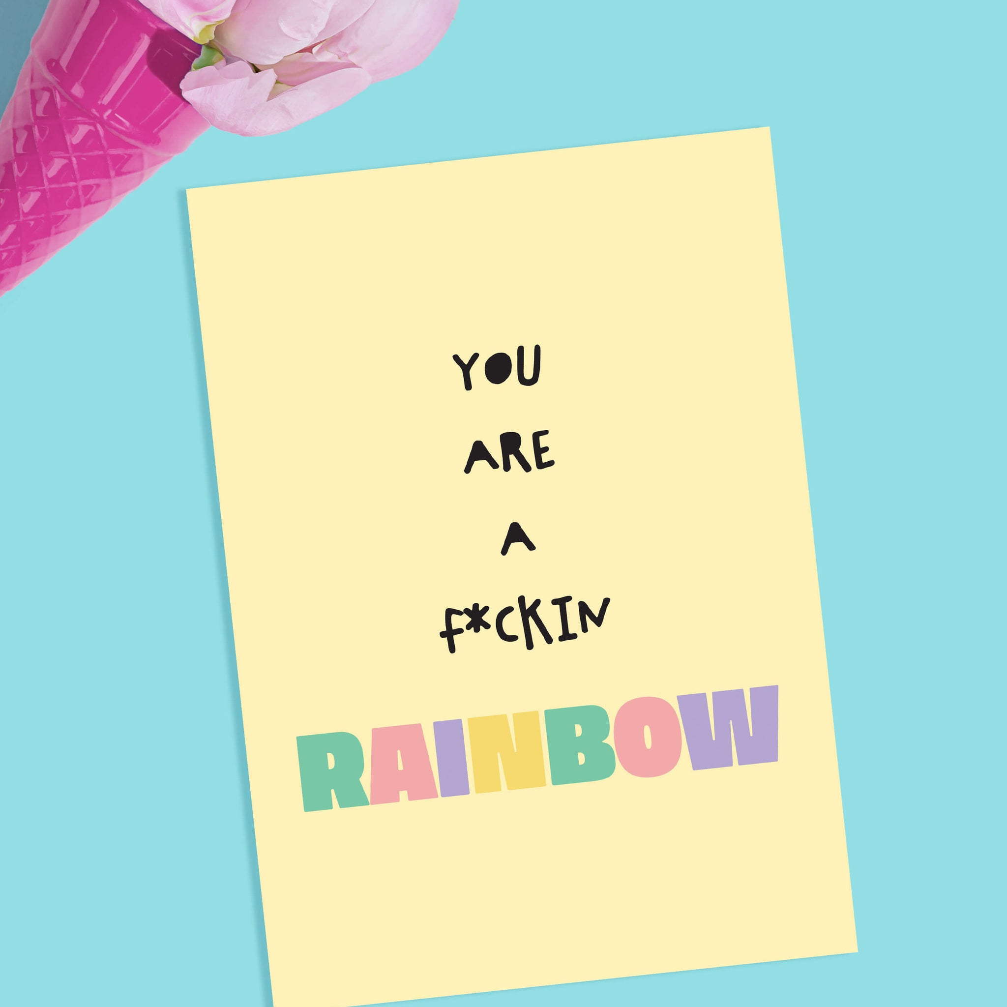 affiche couleurs pastel message positif rainbow arc-en-ciel