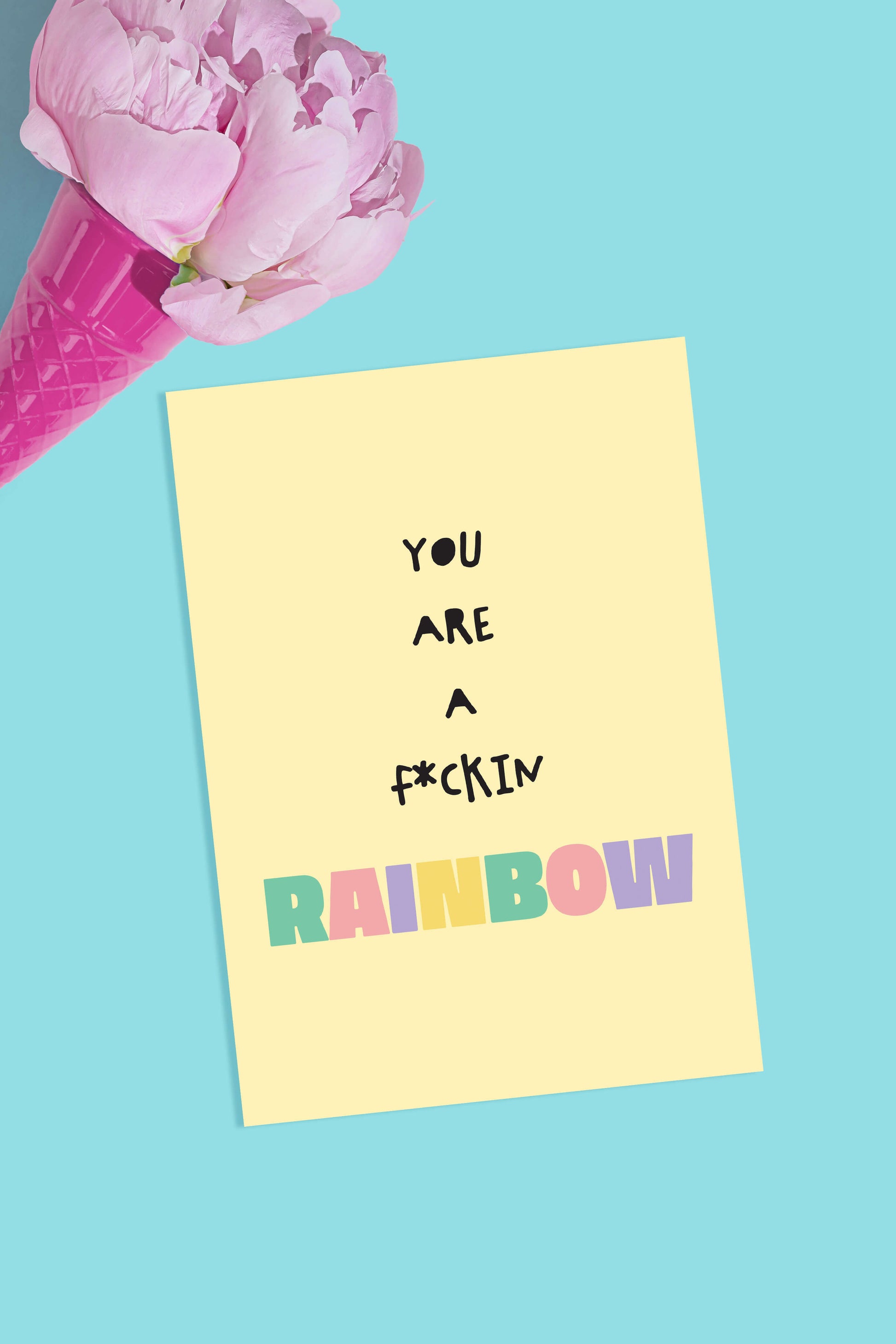 affiche couleurs pastel message positif rainbow arc-en-ciel