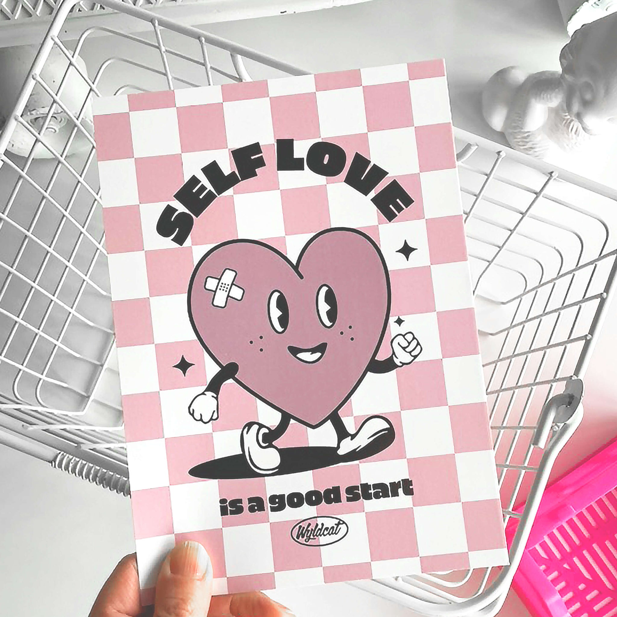 affiche damier coeur self love message positif good vibes